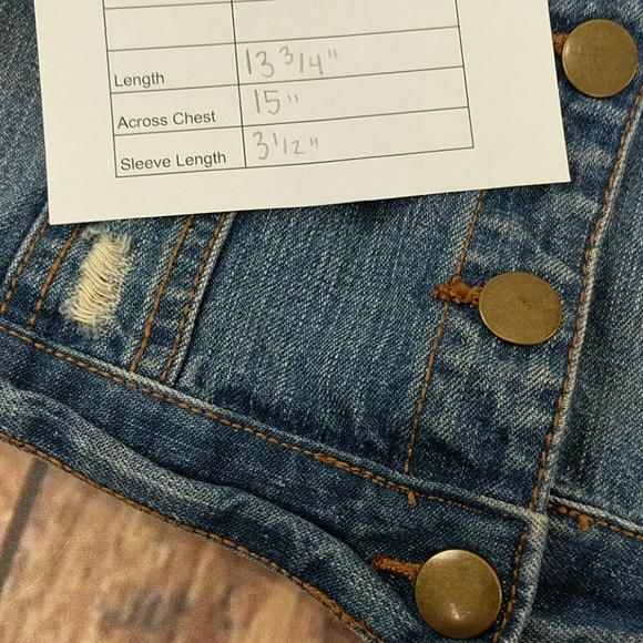 Red Camel Girls Distressed Trucker Biker Denim Blue Jean Vest Button Size Large - Picture 4 of 4